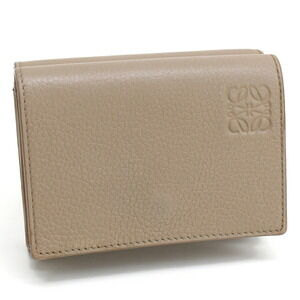 Loewe Trifold Compact Wallet Beige Anagram Leather